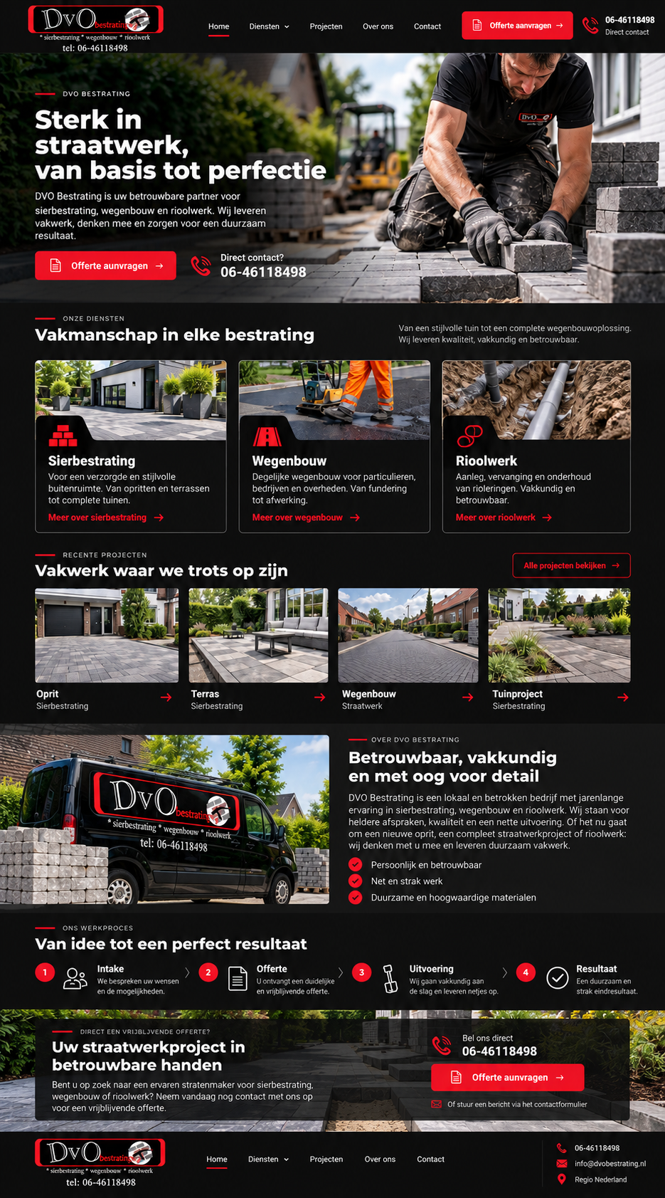 Webdesign voorbeeld DVO Bestrating op laptop
